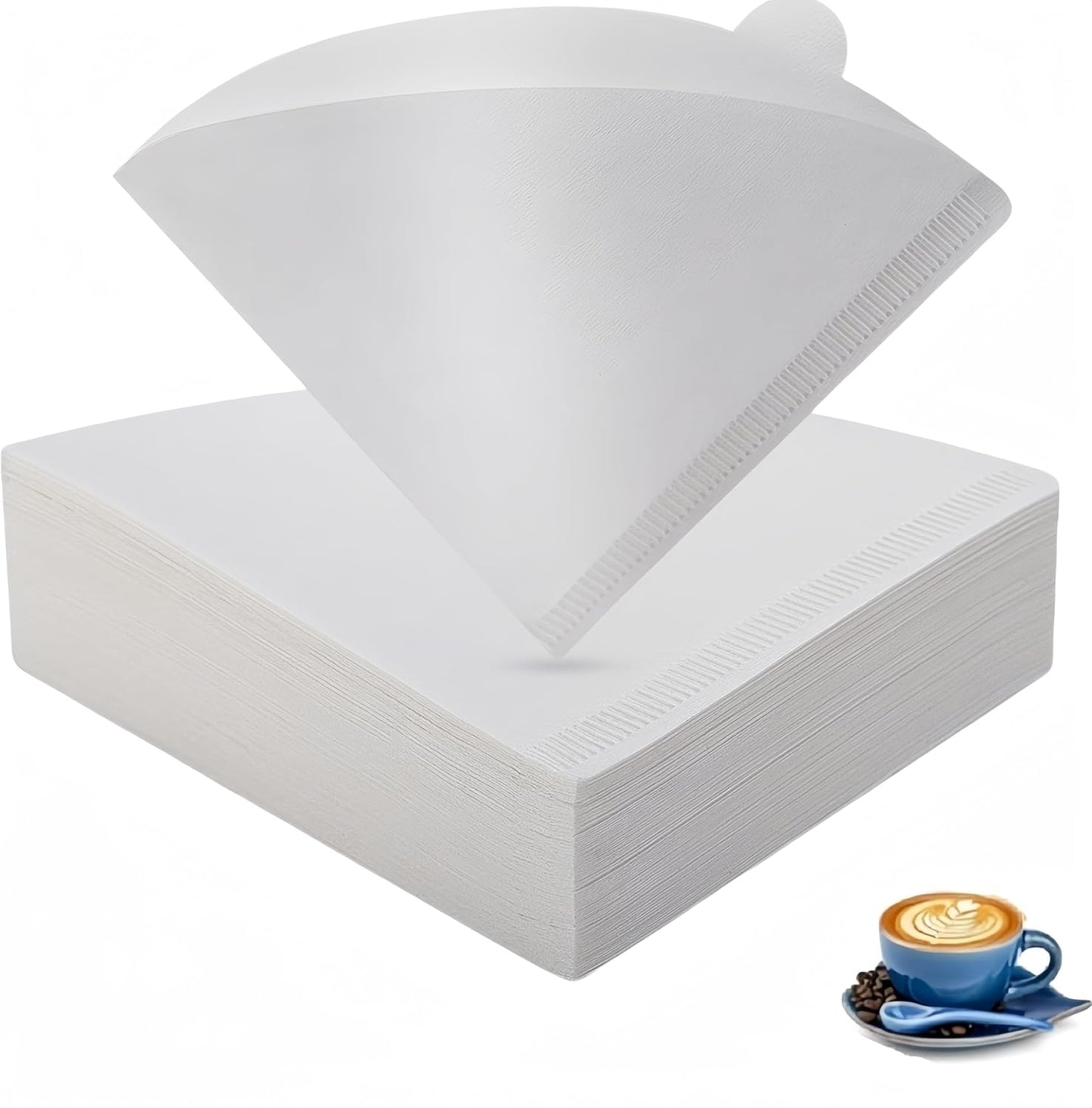 Generic Cone Filters #4 for Coffee Makers - Tear-Resistant Paper, Sustainable Material, 12-Cup Compatibility - Say Goodbye to Coffee Grounds in Your Brew (100, White), G3334
