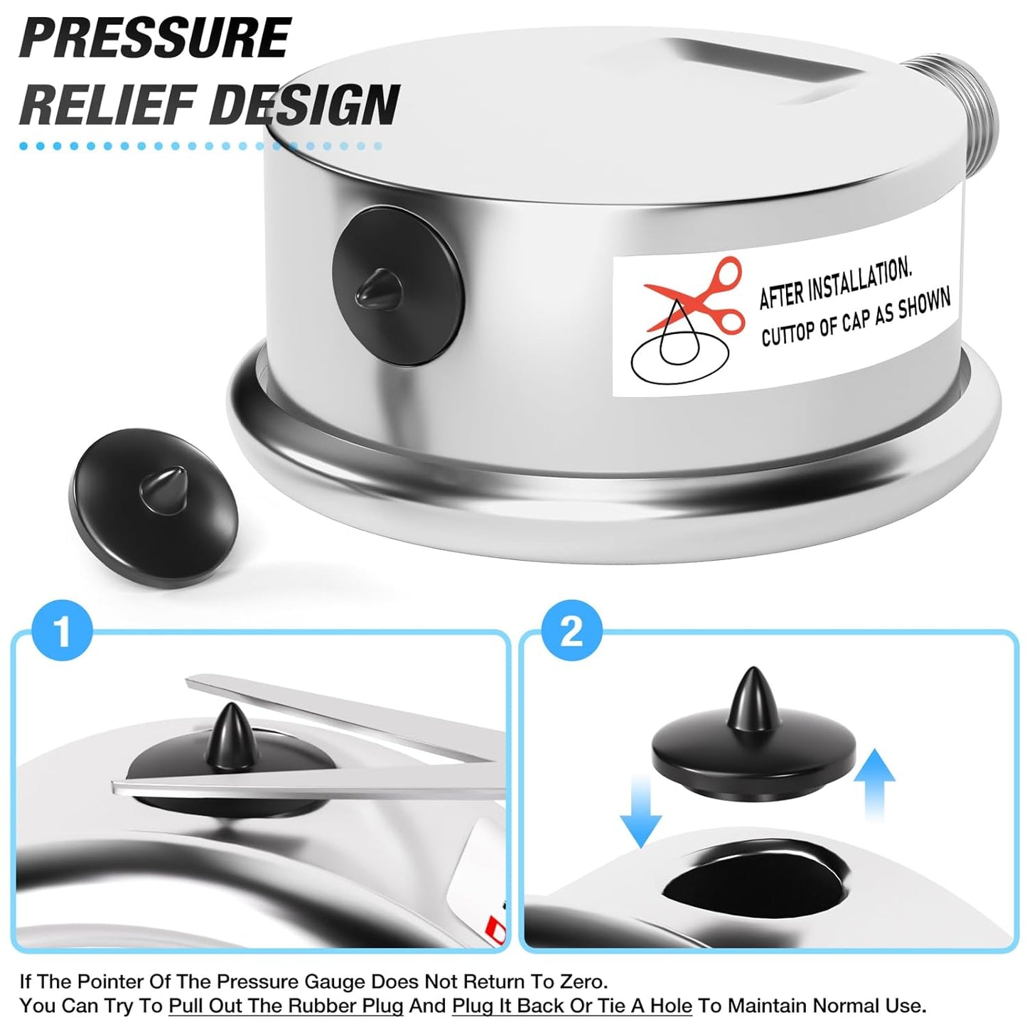 MEANLIN MEASURE 0~300Psi Liquid Filled Pressure Gauge Stainless Steel with 316 Stainless Steel Joint 1/4" NPT 2.5" FACE DIAL for Air Compressor Air Regulator Water Filter Center Lower Mount