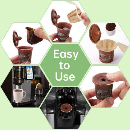 Aussen Disposable Coffee Paper Filters Replacement Kerig Filter Fit All Keurig Single Serve Filter Brands Compatible with Reusable Single Serve Pods Keurig Coffee Maker (Natural with Lid, 200pcs)