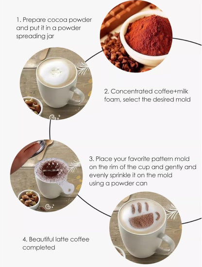 16Pcs Plastic Coffee Stencils Various Patterns Art DIY Mold Tools for Cappuccino Chocolate Latte Barista Template