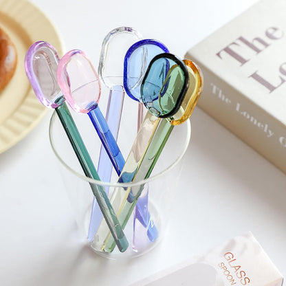 5 Pieces Coffee Spoons, Glass Coffee Stirring Spoon, Espresso Stirring Spoon, Coffee Teaspoons, 6inch Coffee Stirrers for Tea Cocktail Milkshake Cold Drink Home Bar Party