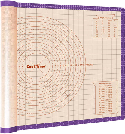 Silicone Pastry Mat 36 x 24 Inch - Larger Silicone Baking Pastry Mat for Rolling Dough,Non Slip Silicon Dough Sheet with Measurement,Perfect for Making Pie,Pizza(Purple)