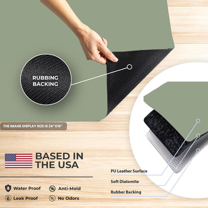 Dish Drying Mat Super Absorbent – 16" x 18" Coffee Mat for Countertops – Non-Slip Drying Mat for Kitchen Counter – Easy to Clean Water Absorbent Mat – Quick Dry Dish Mats (Sage)