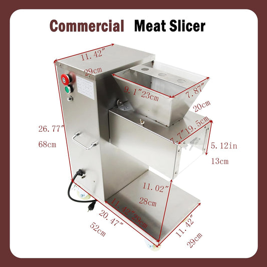 Commercial Meat Cutter Machine Meat Slicer Machine Electric TJ-130L Stainless Steel with 4.5mm Blade 110V 750W 400KG/H for Catering Businesses
