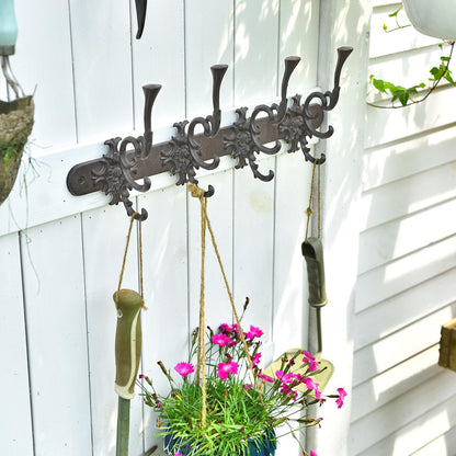 Sungmor Vintage Cast Iron Wall Hook Rack - Ornate 4-Hooks Coat and Hat Organizer - Heavy Duty Decorative Hanger for Entryway, Bathroom, or Mudroom - Retro Court Style & Rustic Bronze Finish