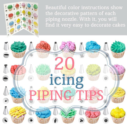 Piping Bags and Tips Set, 100PCS 12 Inch Disposable Pastry Bags with Tips Cupcake Frosting Piping Kit Cookie Decorating Supplies, Royal Icing Bags and Tips Set for Cake Decorating Baking Tools