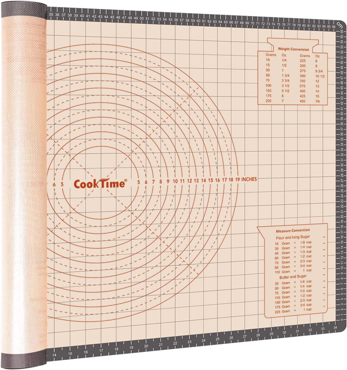 Silicone Pastry Mat 36 x 24 Inch - Larger Silicone Baking Pastry Mat for Rolling Dough,Non Slip Silicon Dough Sheet with Measurement,Perfect for Making Pie,Pizza(Gray)