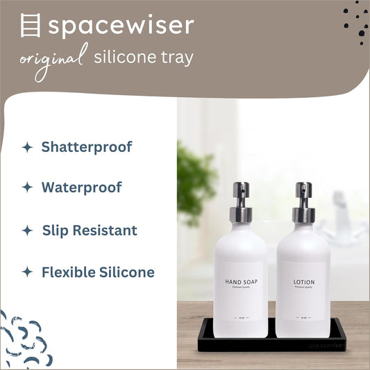 Countertop and Vanity Tray - 2 PC Small 7.7" Silicone Bathroom Trays, Kitchen Soap Tray, Dish Sponge Soap Holder Kitchen Sink Organizer Caddy, Bathroom Counter Trays for Lotion Dispenser