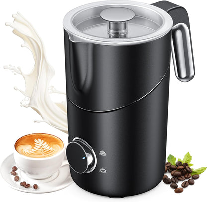 Milk Frother and Steamer, 8-in-1 Rechargeable Electric Milk Frother for Coffee, 13.5oz/400mL Large Capacity Automatic Warm and Cold Foam Maker, Hot Chocolate Maker Coffee Frother, Black