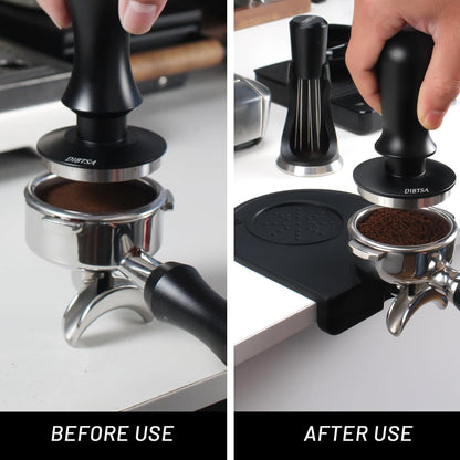 DIBTSA Espresso Tamping Mat, Silicone Coffee Tamper Mat with Corner Edge Tamp Support Station for Countertop, Barista Tools, Espresso Accessories, Small, Black