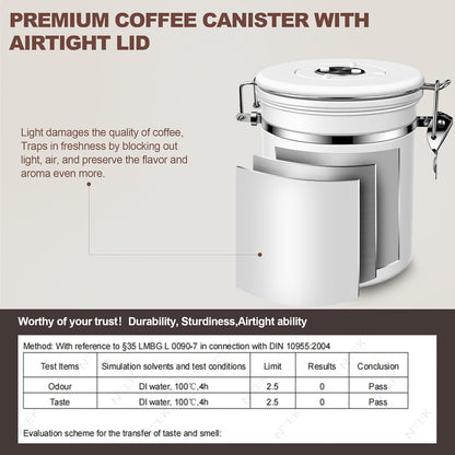 ShanSon Coffee Canister Airtight Stainless Steel Container,Home Kitchen Food Storage Organizers for Beans,Tea,Sugar,cookie,Flour,Cereal,16OZ+22OZ,White