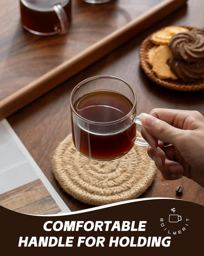 5 OZ Espresso Cups with Handle, Clear Espresso Shot Glass Set of 6, Small Double Espresso Accessories for Espresso Machine Coffee Bar