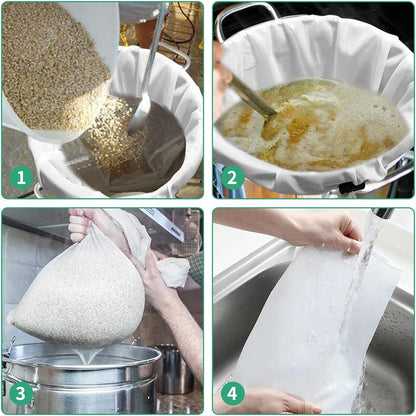 Brew Bags, 2pcs Brew In A Bag, Reusable Wine Straining Bag for Homebrewing, Fine Mesh Bag for Boiling, Durable Mesh Strainer Bag, 22×26 & 16x18