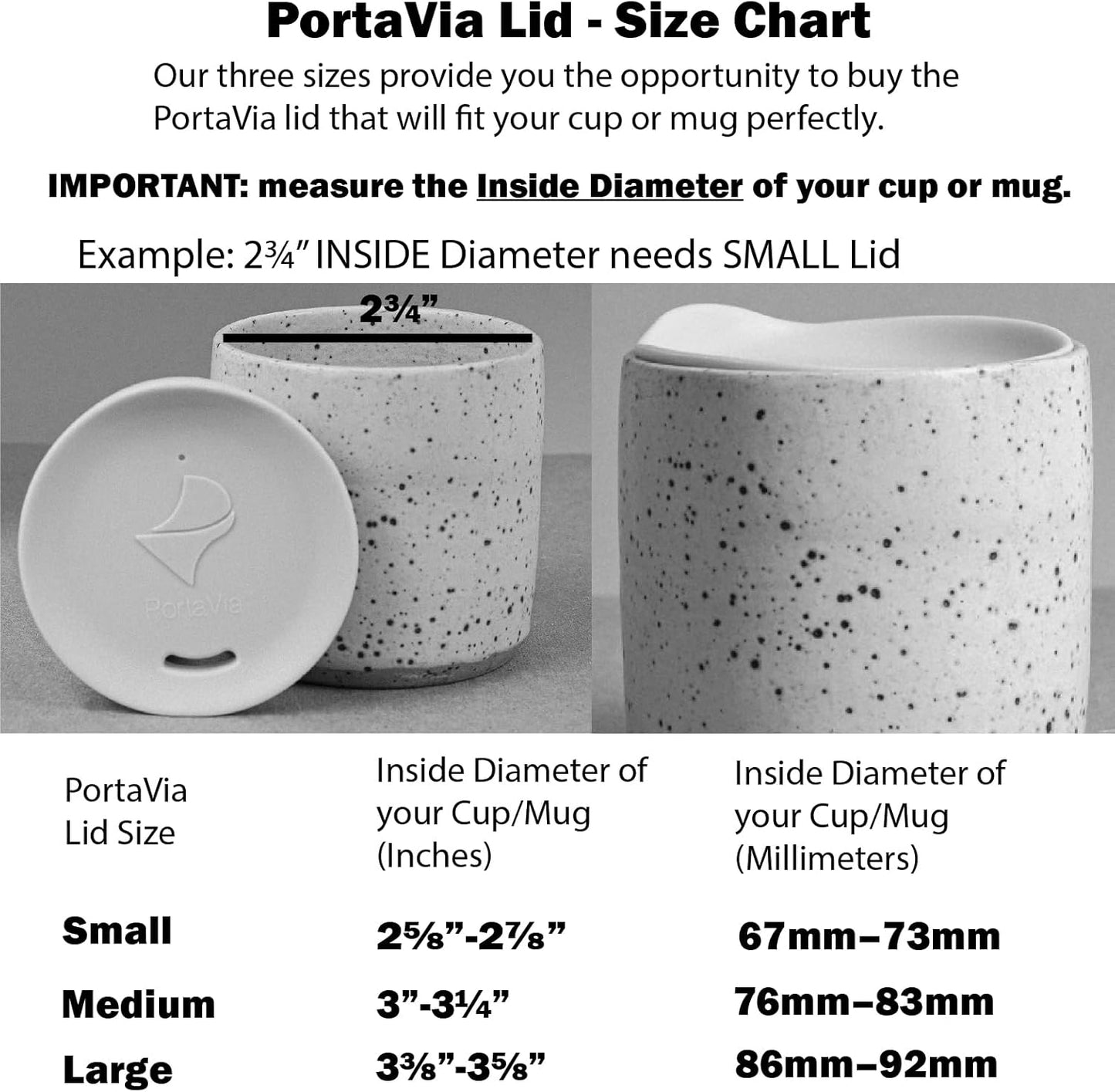 Reusable Coffee Cup Silicone Lid – Fits Most Tumbler, Water Bottle, & Ceramic Coffee Mug Between 2⅝”-2⅞" – Dishwasher-Safe Travel Mug Lid keeps your beverage in your mug (Small - Grey)