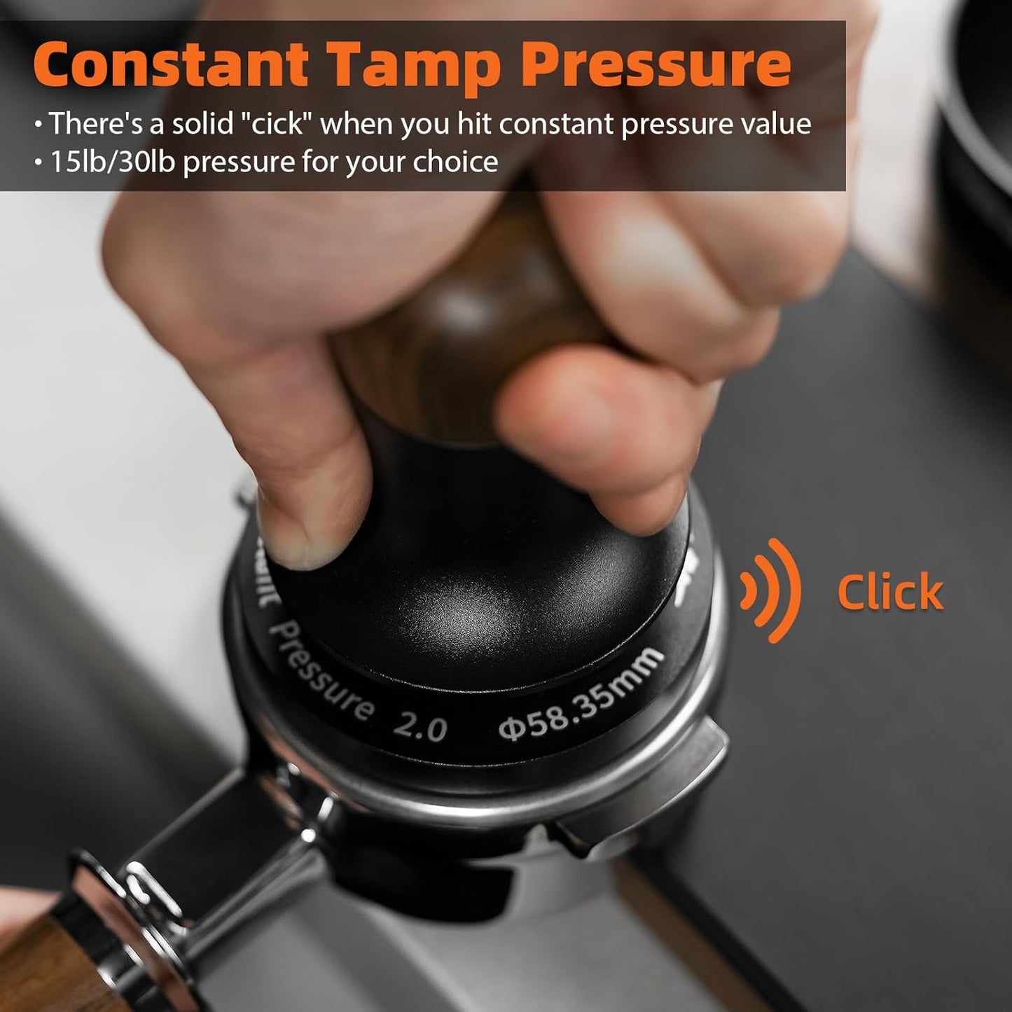 MHW-3BOMBER 58mm Espresso Tamper - 3 Spring Loaded Coffee Tamper with Sound Feedback - Barista Tamper Tool Espresso with 15lb / 30lbs Replacement Springs - Fits 58mm Standard Baskets T7068F-OS