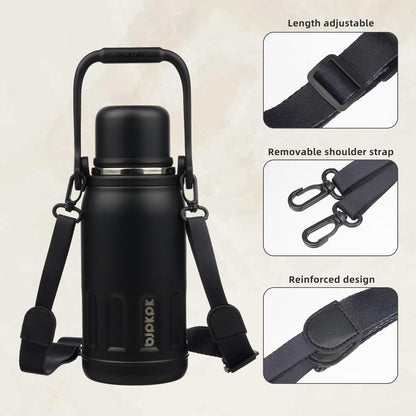 BJPKPK Insulated Water Bottle Leak Proof 27oz Stainless Steel Water Bottles with Handle and Lid Travel Metal Thermos,Black