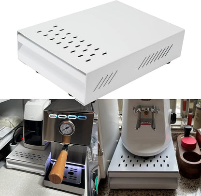 Espresso Knock Box Drawer, Stainless Steel High Bearing Capacity Coffee Knockbox For Home and Commercial Use, Middle Size 13.77 x 9.84 x 3.54 inch (White)