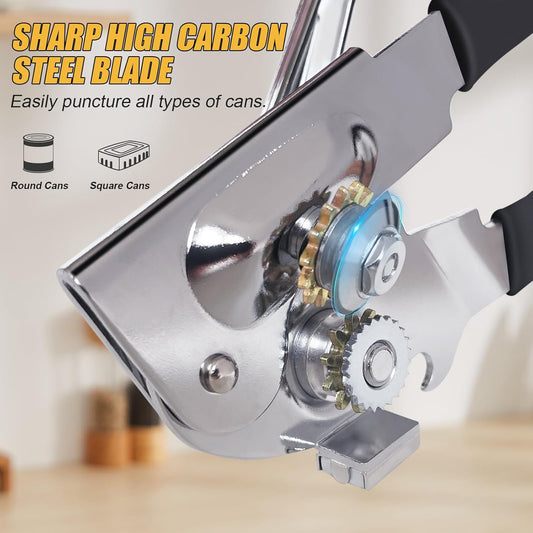 Commercial Can Opener, ICEKATl Can Opener Manual Heavy Duty Easy for Big Cans with Magnet, Folding Hand Crank With Comfortable Long Handles