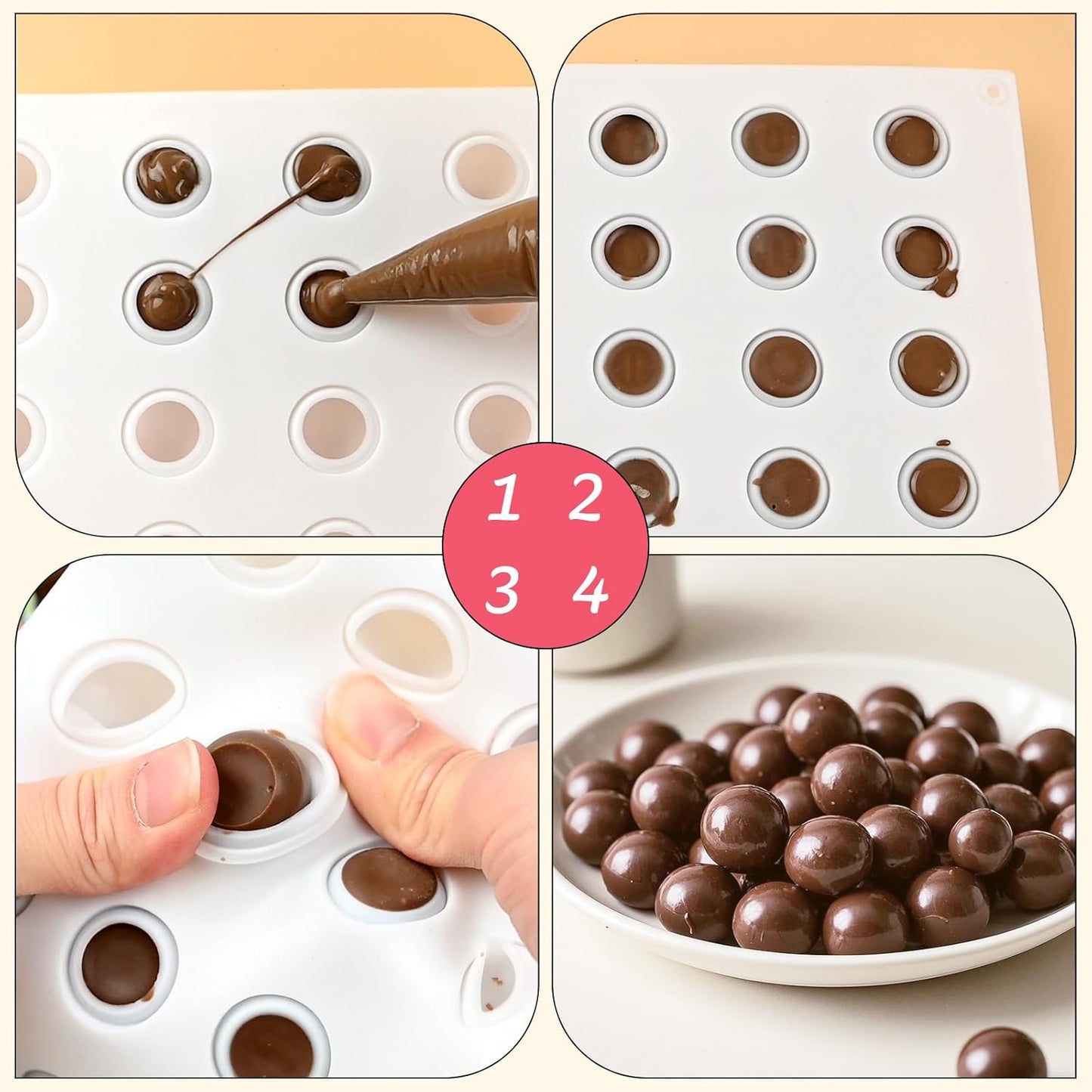 Small Chocolate Molds, 35-Cavity Silicone Sphere Candy Molds, Chocolate Mold for Cake Decoration, Chocolate Candy Gummy Mousse Jelly Pudding Ice Cube Tray, Fruit Snacks, Keto Snacks