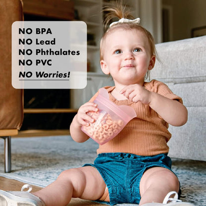 Zip Top Reusable 100% Silicone Baby + Kid Snack Containers- The only containers that stand up, stay open and zip shut! No Lids! Made in the USA - Gray Dog