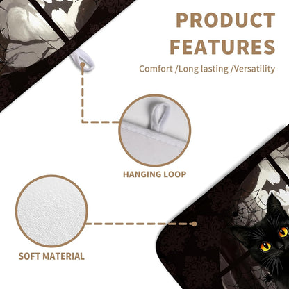 Halloween Black Cat Dish Drying Mat Fall Halloween Pumpkins Large Kitchen Mats Dish Drying Pad Absorbent Dish Dryer Mat for Kitchen Countertops Microfiber Drainer Pad Dish Drying Mats (18x24 in)