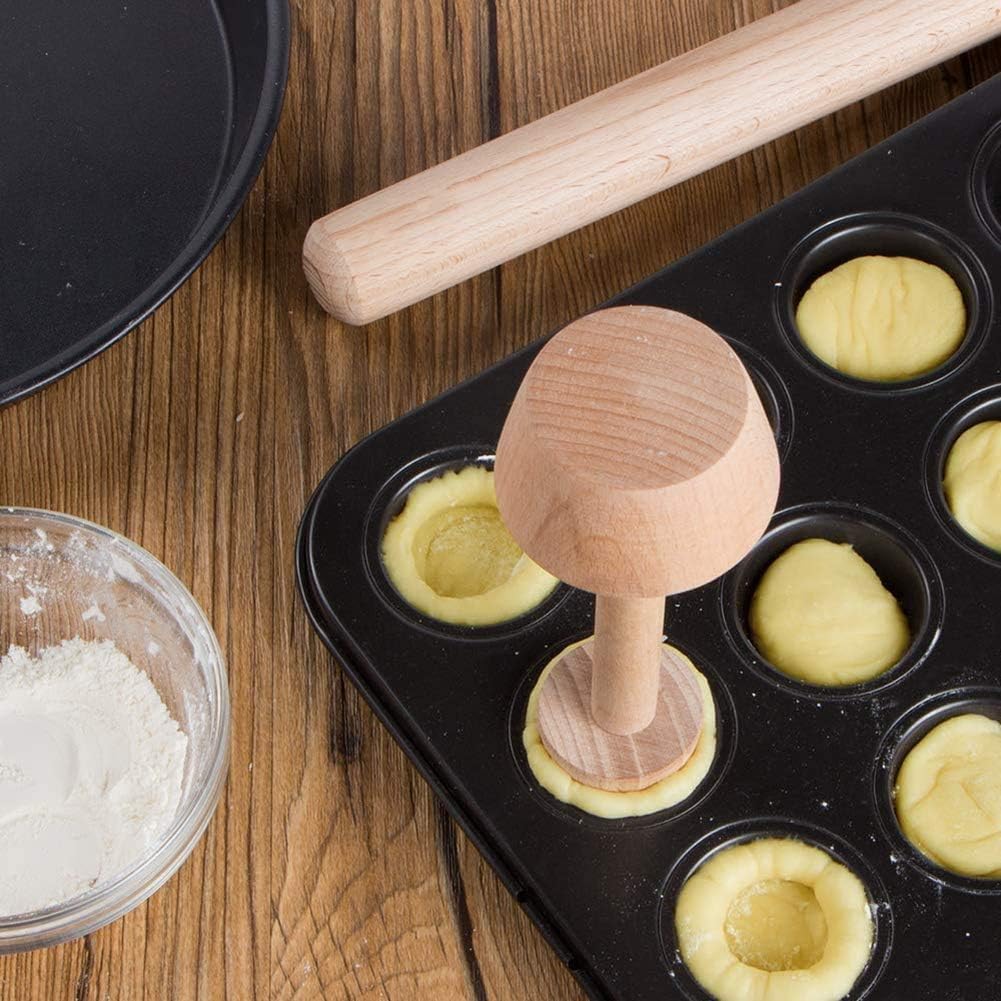 Wooden Pastry Tamper, DIY Cake Pastry Pusher, Double Side Wooden Egg Tart Tamper Mold, Pie Pastry Dough Tamper Egg Tart Mold, essert Baking for Kitchen Party Baking Tools