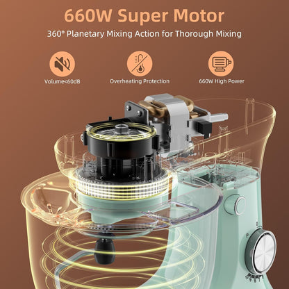 Electric Stand Mixer, 10 Speeds Tilt-Head Food Mixer, 3-IN-1 Kitchen Mixer for Daily Cooks with Dishwasher-Safe 6.5 QT Bowl,Dough Hook, Beater, Whisk (Agave Green)