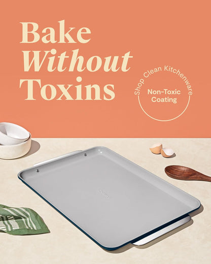 Caraway Non-Stick Ceramic Baking Sheet - Naturally Slick Ceramic Coating - Non-Toxic, PTFE & PFOA Free - Perfect for Baking, Roasting, and More - Large (18" x 13") - Navy