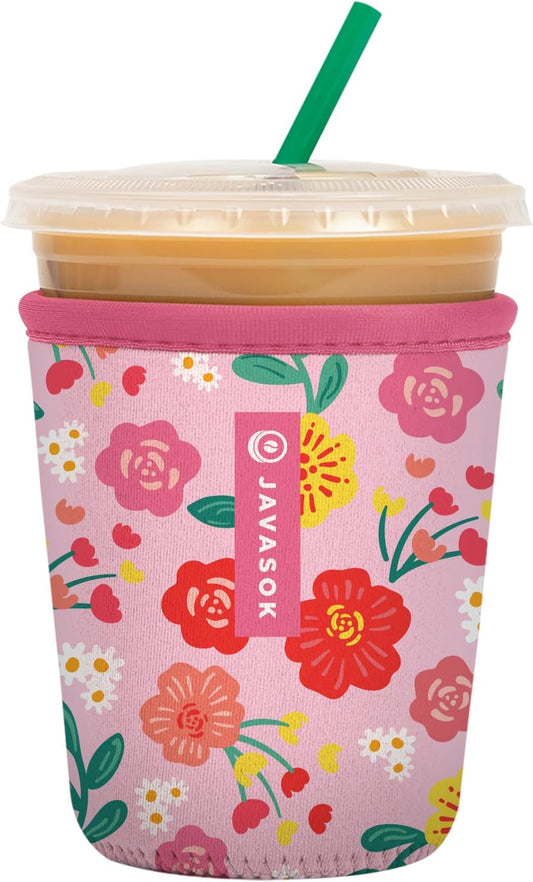 Sok It JavaSok Iced Coffee & Cold Soda Insulated Neoprene Cup Sleeve (Bloom Your Way, Small: 16-20oz)