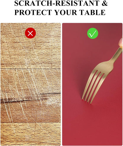 Wine Red Plastic Table Cover Protector, 36" x 54" Waterproof Easy Flat PVC Desk Pad Mat, 1.5mm Thick Rectangle Vinyl Table Top Protector for Dining Room Table, Office, Dresser