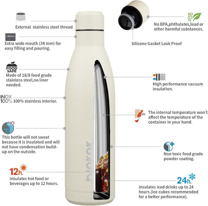 BJPKPK 25oz Insulated Water Bottle Double Wall Vacuum Insulated Stainless Steel Water Bottles for Spots Keep Cold and Hot,Beige