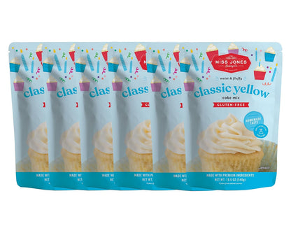 Miss Jones Baking Gluten-Free Classic Yellow Cake Mix - Certified Gluten Free & Made with Premium Ingredients, Easy To Bake Desserts & Treats, Moist & Delicious, 19 Ounce (Pack of 6)