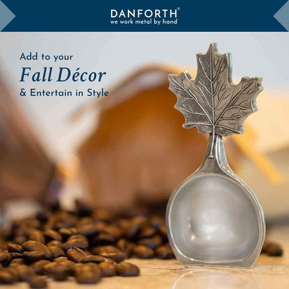 DANFORTH – Freestanding Maple Leaf Coffee Scoop/Spoon, Pewter, 3.75”, Made In USA