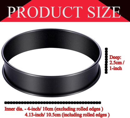 DATANYA 12Packs Crumpet Rings NONSTICK English Muffin Ring 4 Inch - Stainless Steel Double Rolled Tart Rings Round Metal Cookie Pastry Ring Molds for Baking Cooking