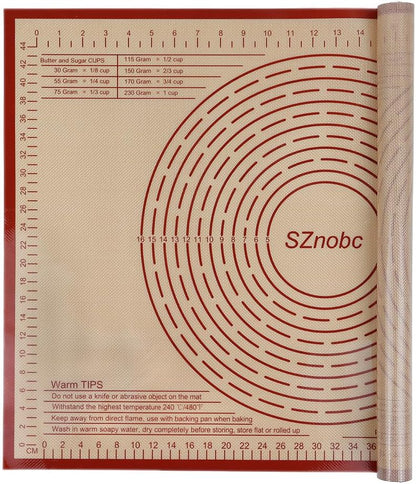 Non-slip Silicone Pastry Mat 28X20 inches Baking Mat with Measurement, Perfect for Dough, Pastry, Pie Crust, Fondant, Cookies, Bread, Pasta, Pizza, Food Grade Kitchen Counter Mats