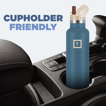 IRON °FLASK Camping & Hiking Hydration Canteens - Narrow Straw Lid & Boot - Leak Proof Vacuum Insulated Stainless Steel - Hot & Cold Double Walled Sports Water Bottle - Desert Oasis, 24 Oz