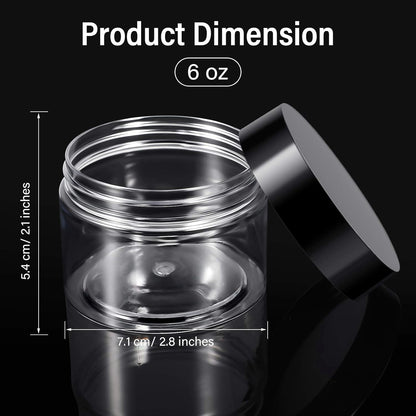 Patelai 4 Pieces Round Wide-mouth Leak Proof Plastic Container Jars with Lids for Travel Storage Makeup Beauty Products Face Creams Oils Salves Ointments DIY Making(6 Ounce,Black)