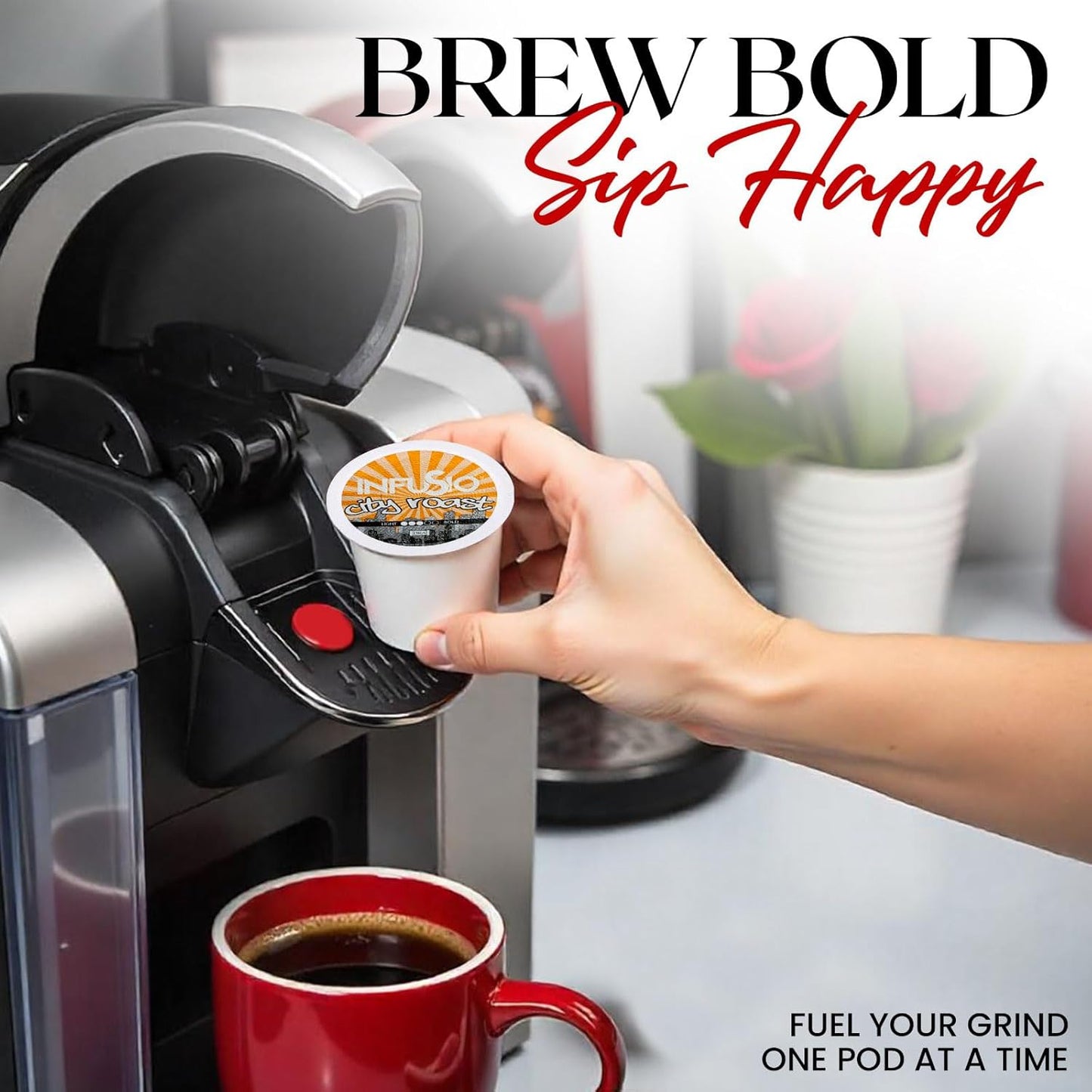 InfuSio Coffee Pods 96 Count City Roast Medium Roast Single Serve Coffee pods for Keurig K Cups Brewers - InfuSio Premium Roasted Keurig 2.0 Compatible