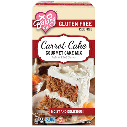 XO Baking Co. Gluten Free Carrot Cake Gourmet Cake Mix; Contains Real Carrots; Non-GMO; Kosher; Rice Free; Soy Free; Dairy Free; Peanut Free; No Preservatives; No Artificial Flavors or Colors, 20oz