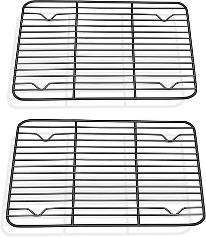 P&P CHEF Cooling Baking Rack Pack of 2, Stainless Steel Cooling Racks for Cooking Baking Roasting Grilling Drying, Dense Wires & Smooth Edge, Easy to clean, Black, 9.7" x 7.3"