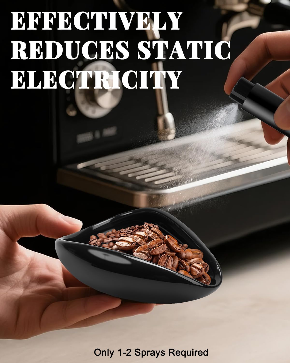 Ceramic Espresso Dosing Cup & 10ml Aluminum Glass Coffee Spray Bottle, Coffee Dosing Cup Precision RDT Kit for Baristas & Home Brewing, Black