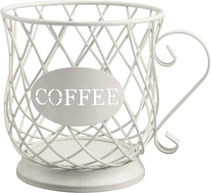 TreeLen Coffee Pod Capsule Storage Holder for 35 K Cups Capacity K Cup Holder K Cup Organizer for Counter Coffee Bar and Coffee Table - White