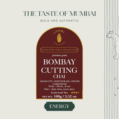 Luxmi Estates Bombay Cutting Chai | 100 gm | Signature India Collection | Assam CTC | Black Tea Collection | Strong Organic Tea | Lemongrass Tea, Ginger, Cardamom