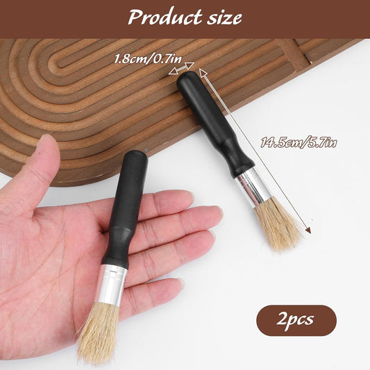 TIESOME 2Pcs Coffee Grinder Cleaning Brush with Wood Handle, Boar Bristles Espresso Machine Brush Cleaner Tool for Barista Home Kitchen Accessories