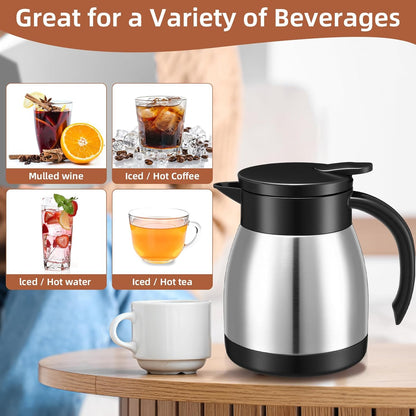 Norme 2 Pcs Thermal Coffee Carafe Insulated Stainless Steel Coffee Carafe for Hot Liquid Vacuum Thermal Pot Creamer Pitcher Dispenser with Brushes Keeping Hot Water Milk(Silver,17 oz)