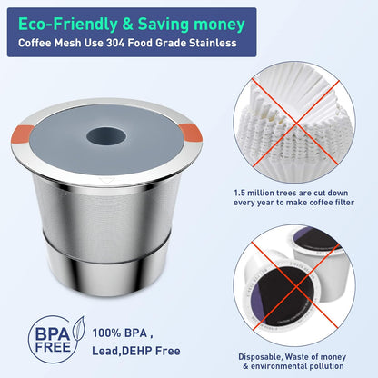 Reusable K Cups | Reusable K Cups for Keurig 1.0 & 2.0 Single Cup Coffee Makers,Stainless Steel Integrated Mesh Strainer keurig accessories (4 pack)