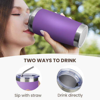 MEWAY 20oz Tumbler 12 Pack Double Wall Vacuum Insulated Travel Mug Bulk, Stainless Steel Tumblers with Lid and Straw, Durable Powder Coated Coffee Cups for Cold & Hot Drinks (Purple, 12)