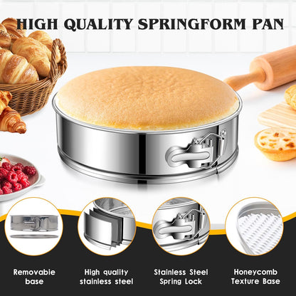Dualshine 9 Inch Springform Cake Pan, Stainless Steel Cheesecake Pan, Round Nonstick Springform Pan with Removable Bottom, Cake Pan for Baking Cake Shop