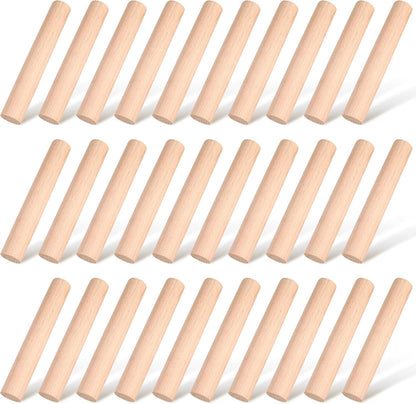 Patelai Small Wooden Rolling Pin, Dumpling Dough Roller Wooden Mini Rolling Pins Kitchen Utensil Tool for Fondant, Pasta, Bread, Pastry, Cookies, Pizza, Pie, Cylinder Style, 6.3 Inch (30 Pieces)