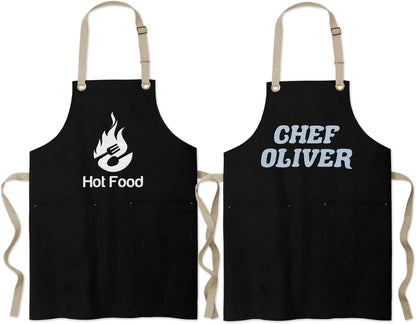 TEEAMORE Custom Embroidered Kitchen Apron Add Your Name Logo Design Cooking Baking Kitchen Chef Apron Gifts